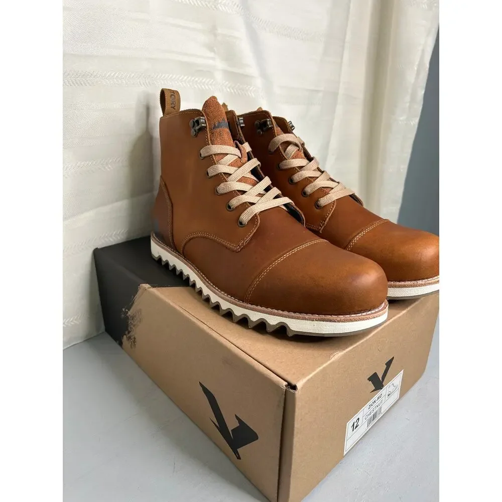 Territory Zion Men's Hiking Boot Chestnut Leather Water Resistant Size 12 NEW